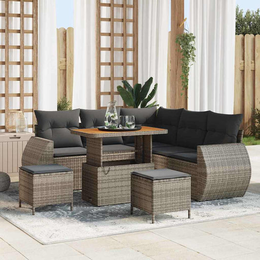 Garten-Sofa-Set 8 pcs Grau Poly-Rattan