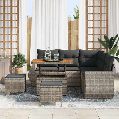Garten-Sofa-Set 8 pcs Grau Poly-Rattan