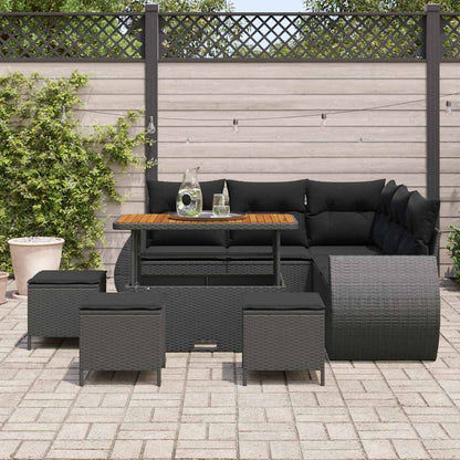 Garten-Sofa-Set 9 pcs Schwarz Poly-Rattan