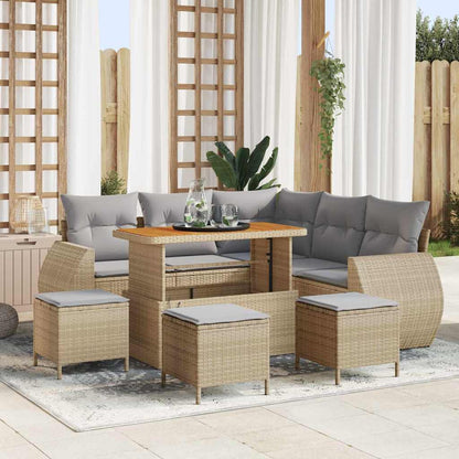 Garten-Sofa-Set 9 pcs Beige Poly-Rattan