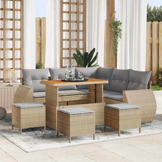 Garten-Sofa-Set 9 pcs Beige Poly-Rattan