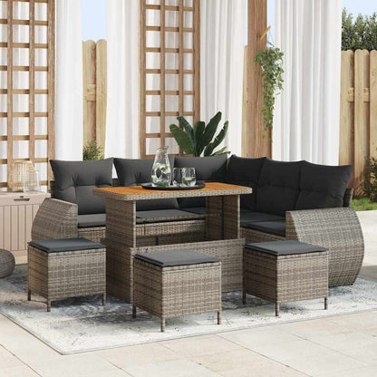 Garten-Sofa-Set 9 pcs Grau Poly-Rattan