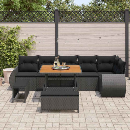 Garten-Sofa-Set 9 pcs Schwarz Poly-Rattan