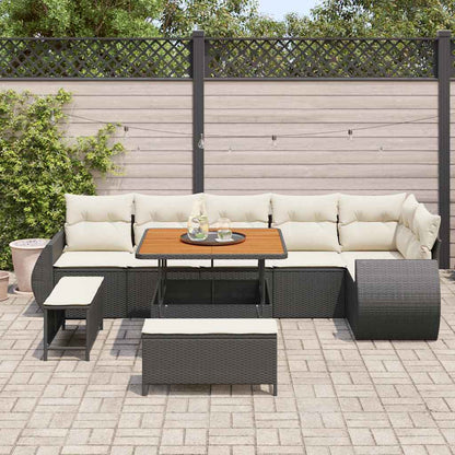 Garten-Sofa-Set 9 pcs Schwarz Poly-Rattan