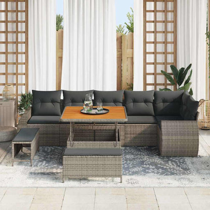 Garten-Sofa-Set 9 pcs Grau Poly-Rattan