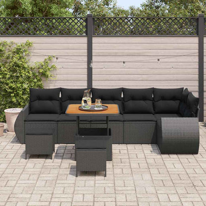Garten-Sofa-Set 9 pcs Schwarz Poly-Rattan