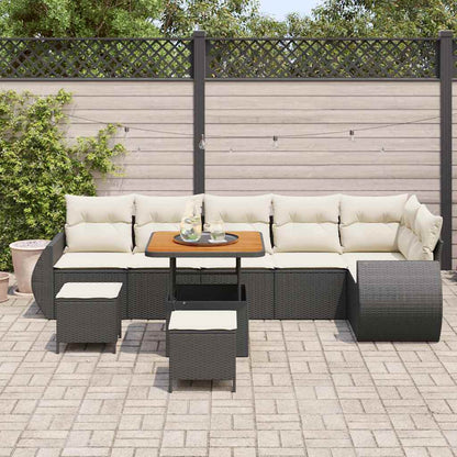 Garten-Sofa-Set 9 pcs Schwarz Poly-Rattan