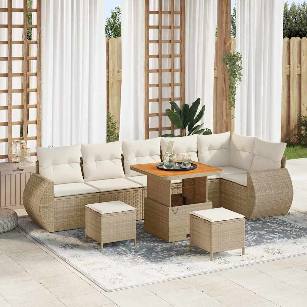 Garten-Sofa-Set 9 pcs Beige Poly-Rattan