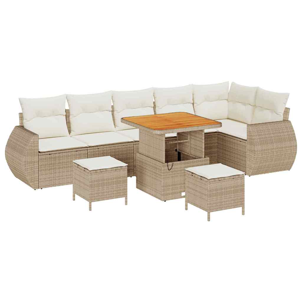 Garten-Sofa-Set 9 pcs Beige Poly-Rattan