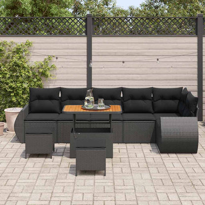 Garten-Sofa-Set 9 pcs Schwarz Poly-Rattan