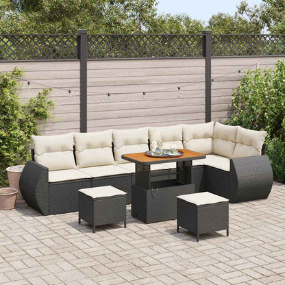 Garten-Sofa-Set 9 pcs Schwarz Poly-Rattan
