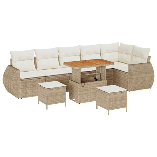 Garten-Sofa-Set 9 pcs Beige Poly-Rattan
