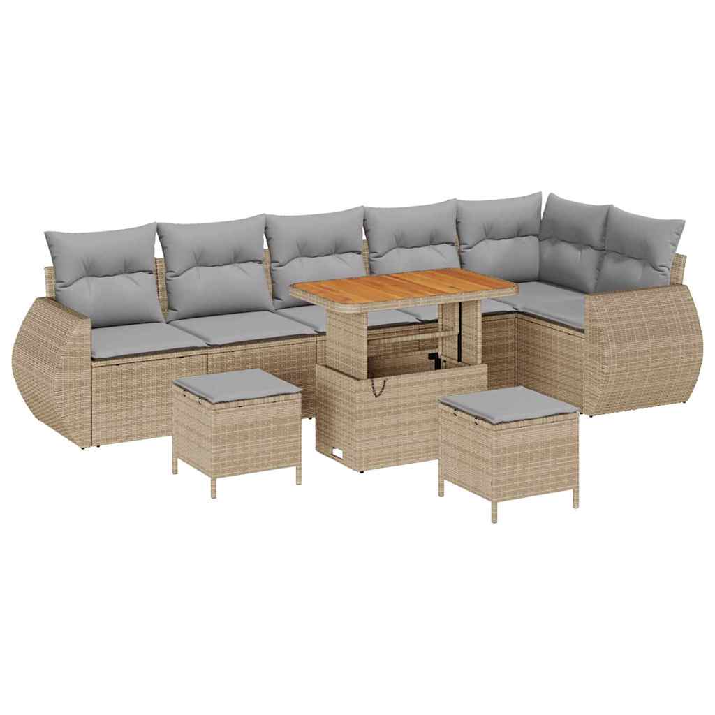 Garten-Sofa-Set 9 pcs Beige Poly-Rattan