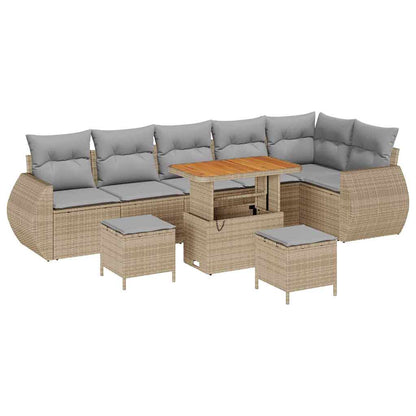 Garten-Sofa-Set 9 pcs Beige Poly-Rattan