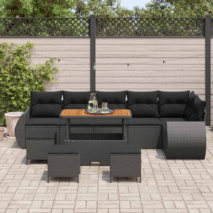 Garten-Sofa-Set 10 pcs Schwarz Poly-Rattan