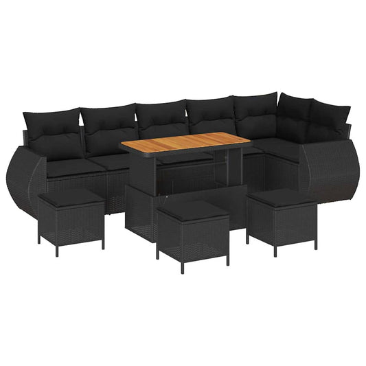 Garten-Sofa-Set 10 pcs Schwarz Poly-Rattan