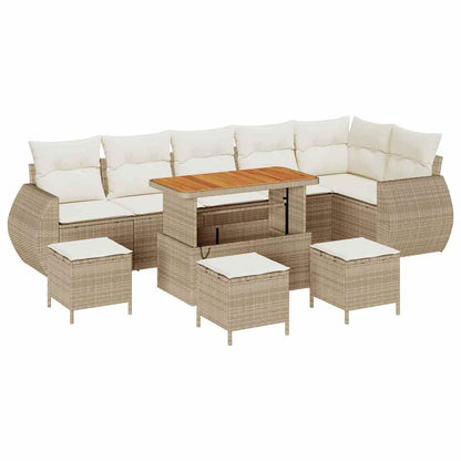 Garten-Sofa-Set 10 pcs Beige Poly-Rattan