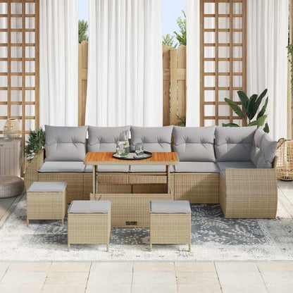 Garten-Sofa-Set 10 pcs Beige Poly-Rattan