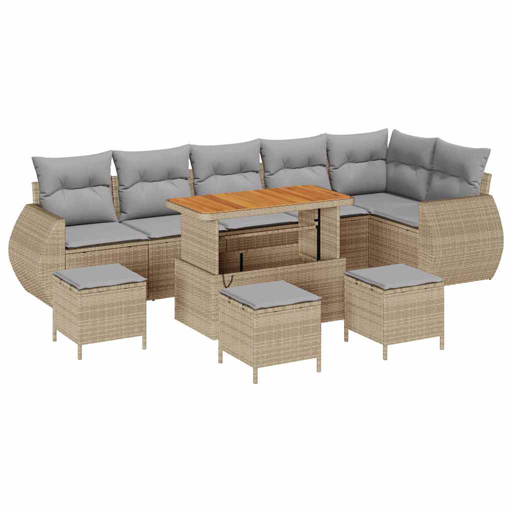 Garten-Sofa-Set 10 pcs Beige Poly-Rattan