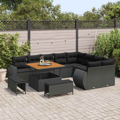 Garten-Sofa-Set 12 pcs Schwarz Poly-Rattan