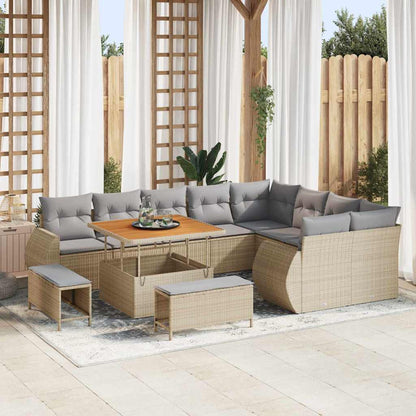 Garten-Sofa-Set 12 pcs Beige Poly-Rattan