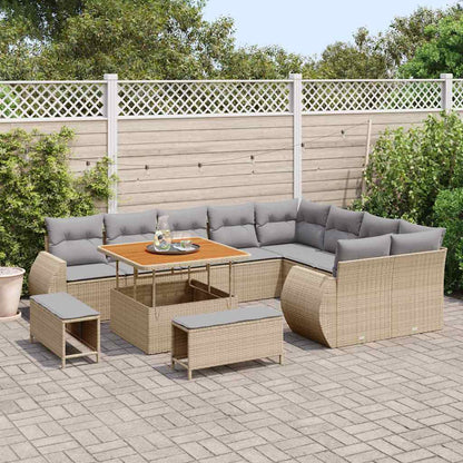 Garten-Sofa-Set 12 pcs Beige Poly-Rattan