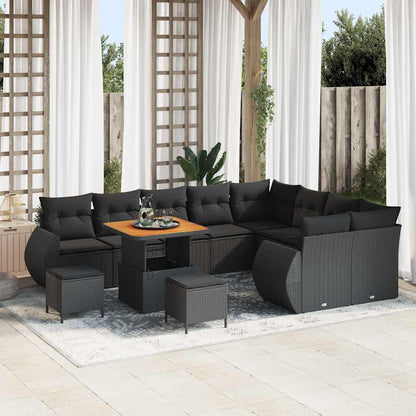 Garten-Sofa-Set 12 pcs Schwarz Poly-Rattan