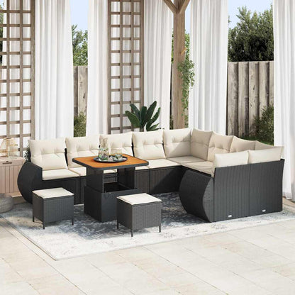 Garten-Sofa-Set 12 pcs Schwarz Poly-Rattan