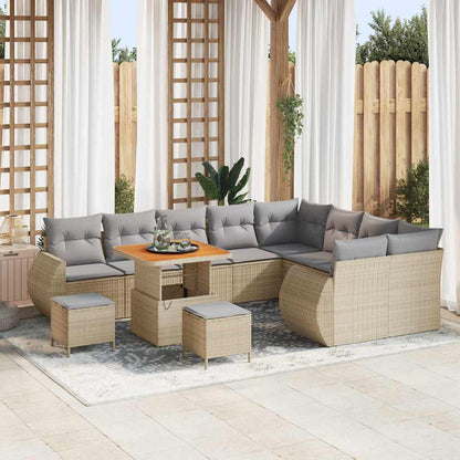 Garten-Sofa-Set 12 pcs Beige Poly-Rattan