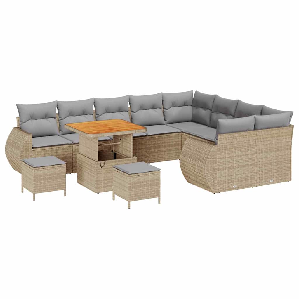 Garten-Sofa-Set 12 pcs Beige Poly-Rattan