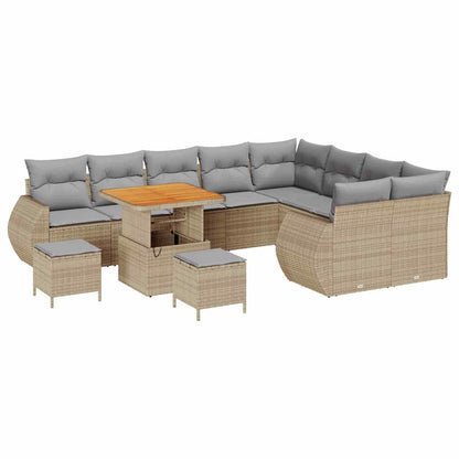 Garten-Sofa-Set 12 pcs Beige Poly-Rattan