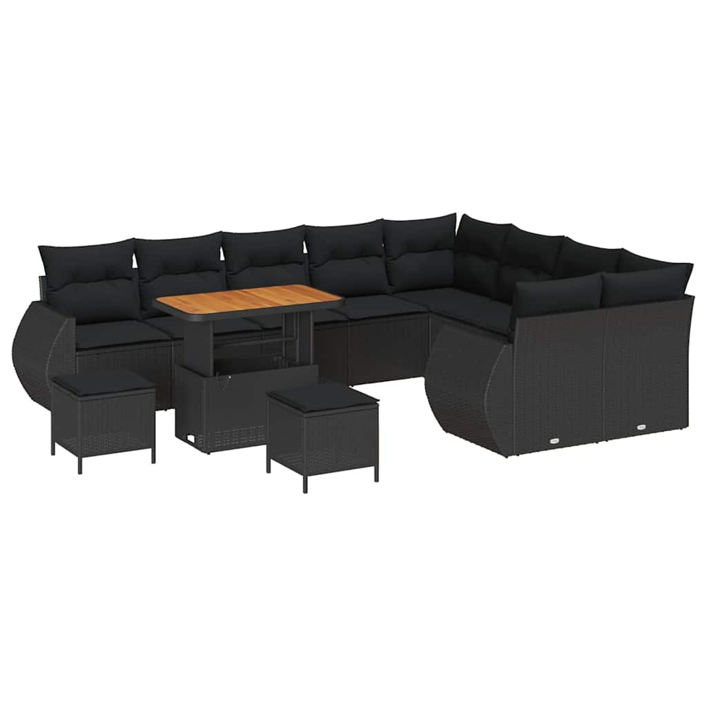 Garten-Sofa-Set 12 pcs Schwarz Poly-Rattan