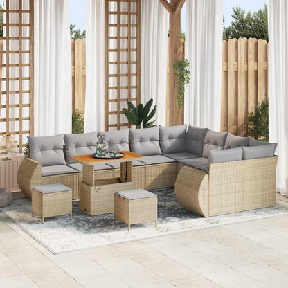 Garten-Sofa-Set 12 pcs Beige Poly-Rattan