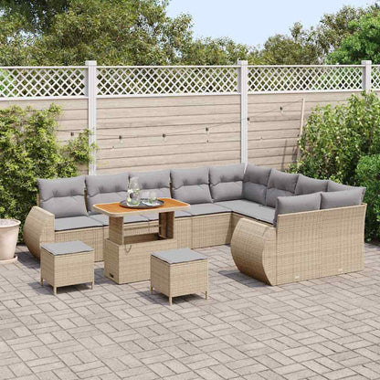 Garten-Sofa-Set 12 pcs Beige Poly-Rattan