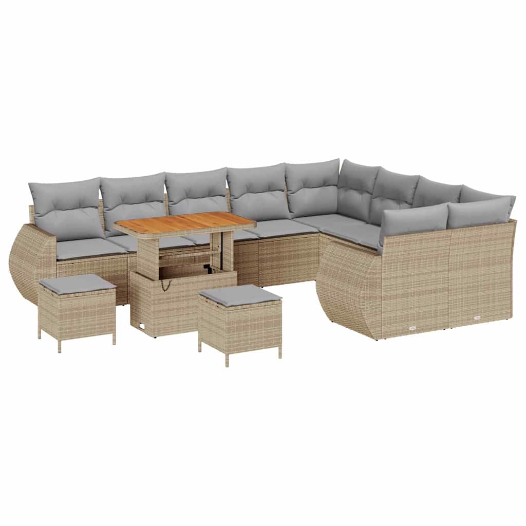 Garten-Sofa-Set 12 pcs Beige Poly-Rattan