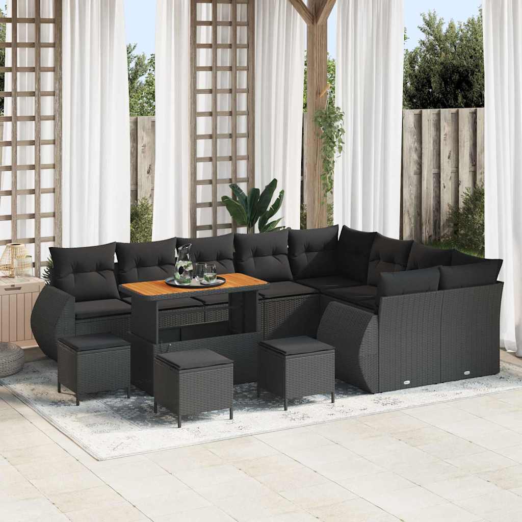 Garten-Sofa-Set 13 pcs Schwarz Poly-Rattan