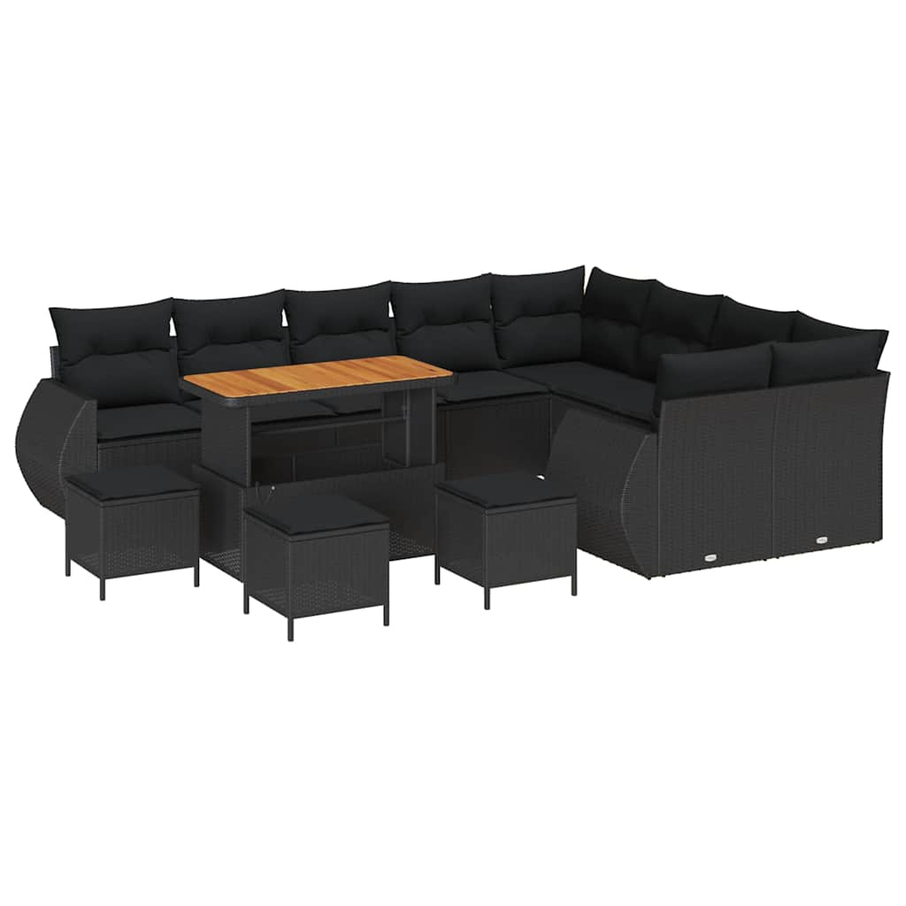 Garten-Sofa-Set 13 pcs Schwarz Poly-Rattan