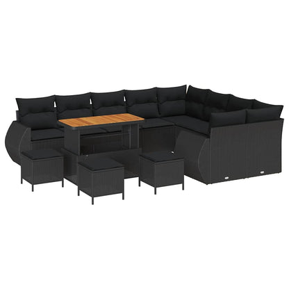 Garten-Sofa-Set 13 pcs Schwarz Poly-Rattan