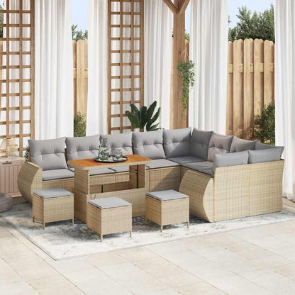 Garten-Sofa-Set 13 pcs Beige Poly-Rattan