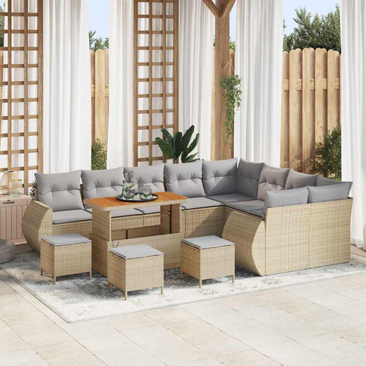 Garten-Sofa-Set 13 pcs Beige Poly-Rattan