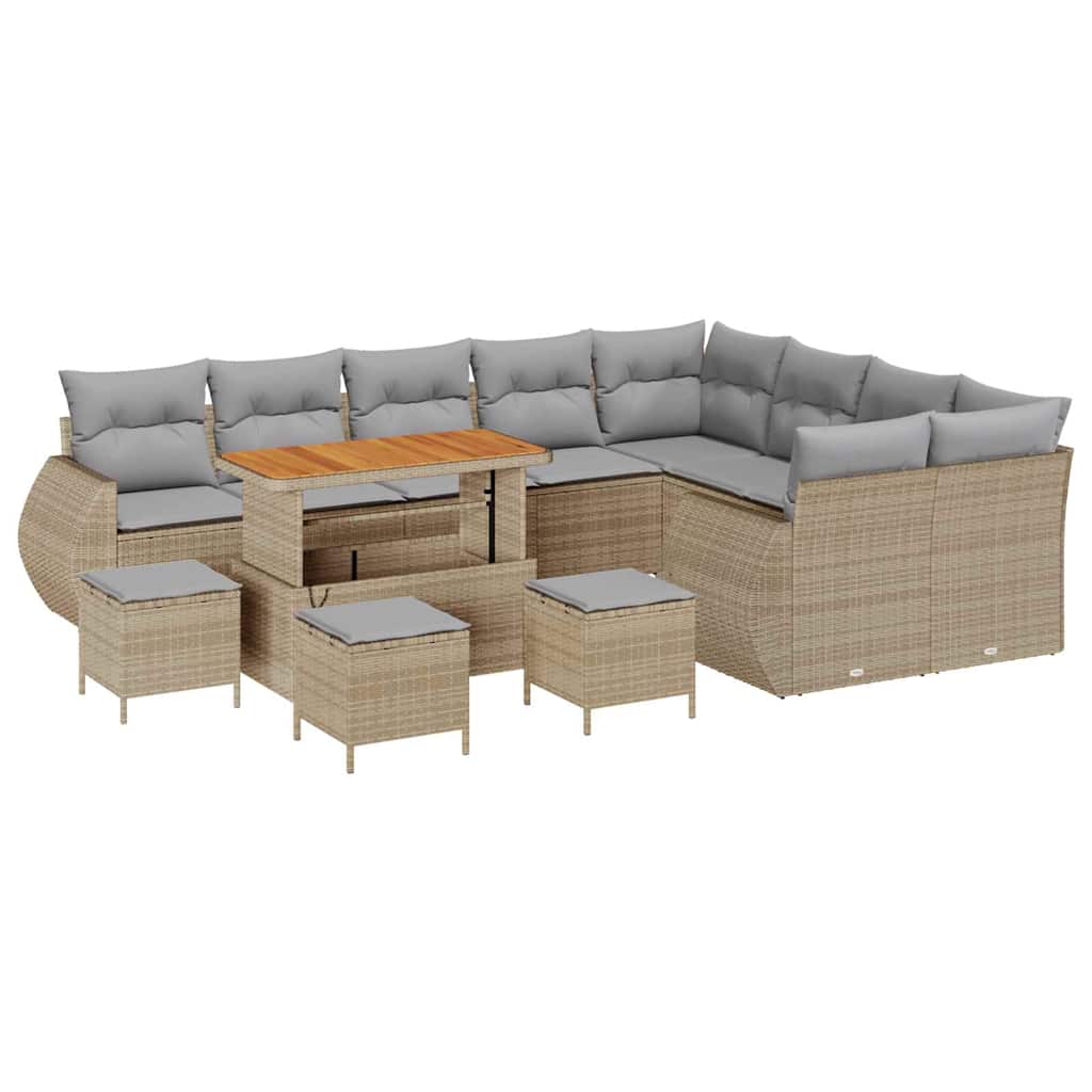 Garten-Sofa-Set 13 pcs Beige Poly-Rattan