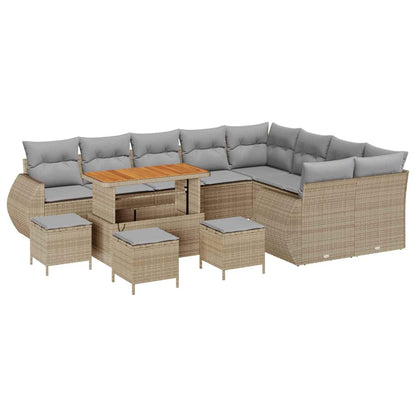 Garten-Sofa-Set 13 pcs Beige Poly-Rattan