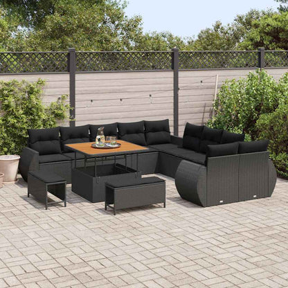 Garten-Sofa-Set 13 pcs Schwarz Poly-Rattan