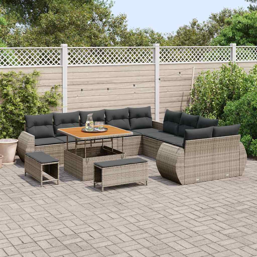 Garten-Sofa-Set 13 pcs Grau Poly-Rattan