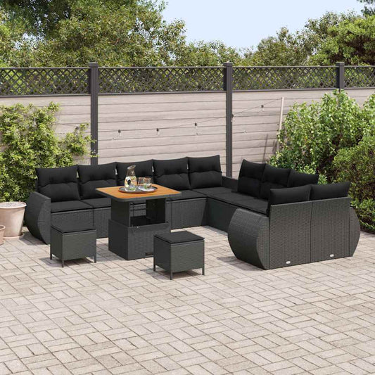 Garten-Sofa-Set 13 pcs Schwarz Poly-Rattan