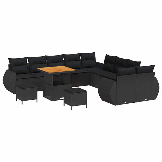 Garten-Sofa-Set 13 pcs Schwarz Poly-Rattan