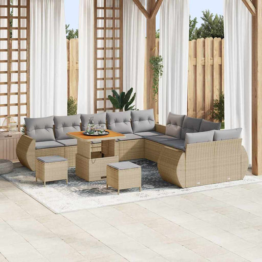 Garten-Sofa-Set 13 pcs Beige Poly-Rattan