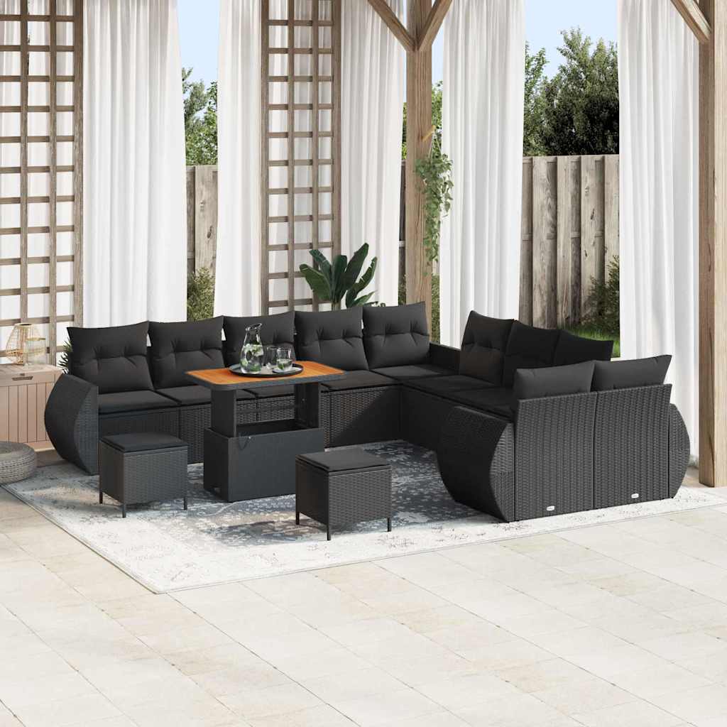 Garten-Sofa-Set 13 pcs Schwarz Poly-Rattan