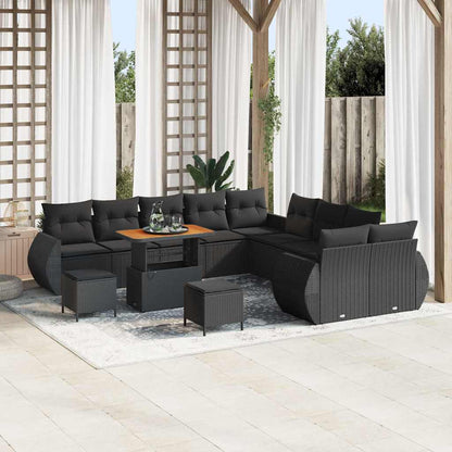 Garten-Sofa-Set 13 pcs Schwarz Poly-Rattan