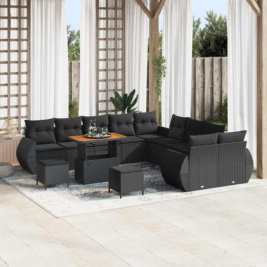Garten-Sofa-Set 13 pcs Schwarz Poly-Rattan